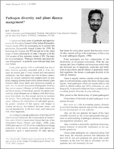 Pathogen diversity and plant disease management