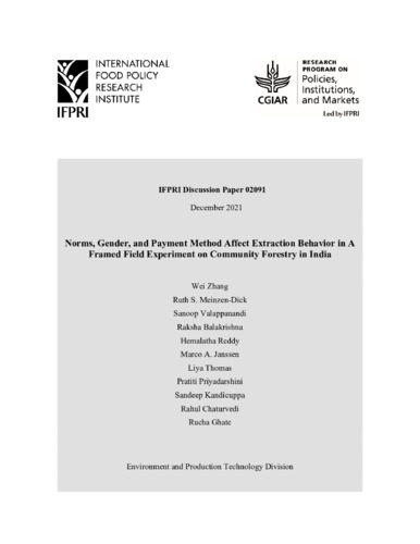 Norms, gender, and payment method affect extraction behavior in a framed field experiment on community forestry in India
