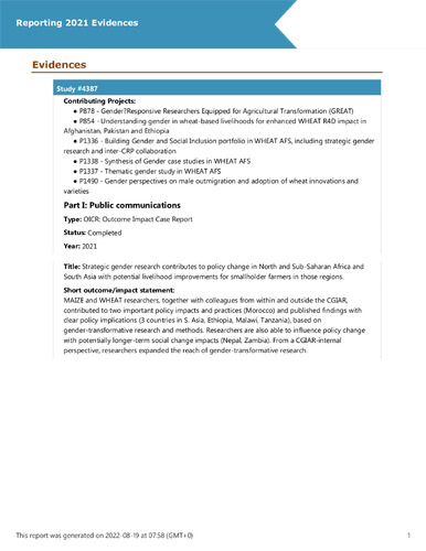 Strategic gender research contributes to policy change in North and Sub-Saharan Africa and South Asia with potential livelihood improvements for smallholder farmers in those regions.