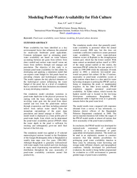 Modeling pond water availability for fish culture