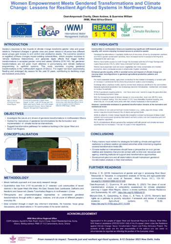 Women’s empowerment meets gendered transformations and climate change: Lessons for resilient agri-food systems from northwest Ghana