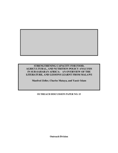 Strengthening capacity for food, agricultural, and nutrition policy analysis in Sub-Saharan Africa: an overview of the literature, and lessons learnt from Malawi