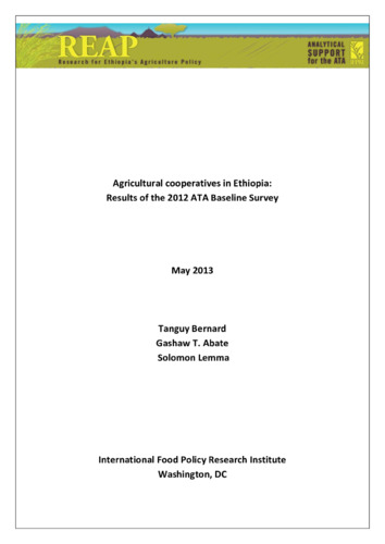 Agricultural cooperatives in Ethiopia: Results of 2012 ATA Baseline Survey