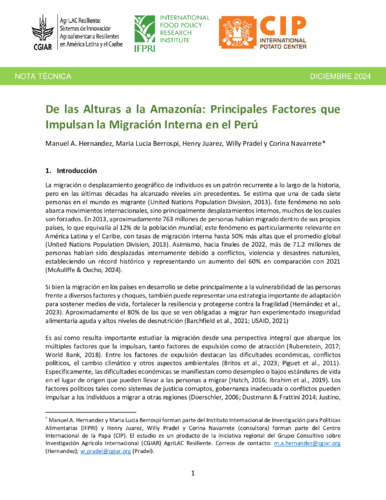De las alturas a la Amazonía: Principales factores que Impulsan la migración interna en el Perú
