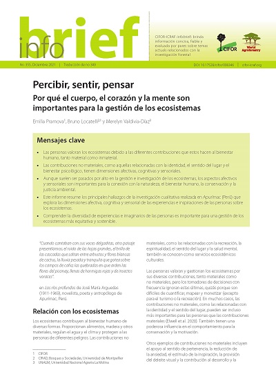 Percibir, sentir, pensar: Por qué el cuerpo, el corazón y la mente son importantes para la gestión de los ecosistemas