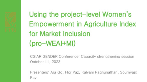 Using the project-level Women’s Empowerment in Agriculture Index for Market Inclusion (pro-WEAI+MI)