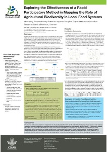 Exploring the effectiveness of a rapid participatory method in mapping the role of agricultural biodiversity in local food systems to identify potential entry points to improve peoples' capabilities to be nutrition secure