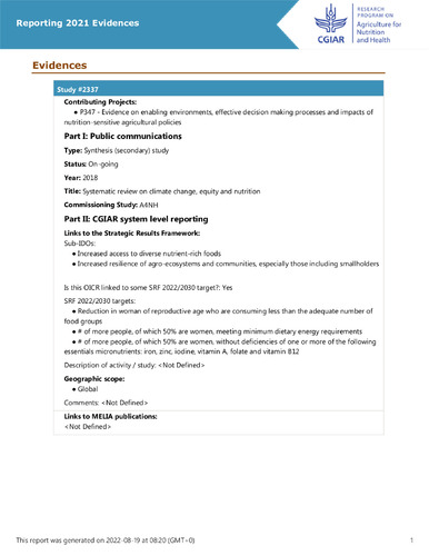 Systematic review on climate change, equity and nutrition