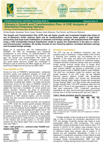 Ethiopia’s Growth and Transformation Plan: A CGE Analysis of Alternative Financing Options: Summary of ESSP Working Paper 30 (November 2011)
