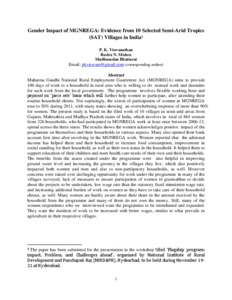 Gender Impact of MGNREGA: Evidence from 10 Selected Semi-Arid Tropics (SAT) Villages in India