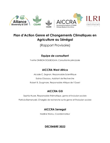 National action plan on gender, climate change and agriculture in Senegal