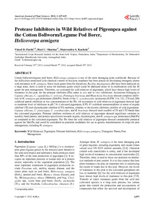 Protease Inhibitors in Wild Relatives of Pigeonpea against the Cotton Bollworm/Legume Pod Borer, Helicoverpa armigera