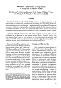 Alternate cytoplasms and apomixis of sorghum and pearl millet