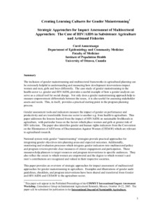 Creating learning cultures for gender mainstreaming