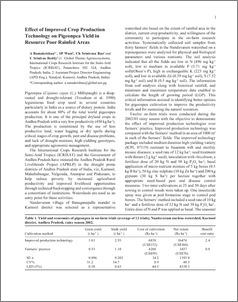 Effect of improved crop production technology on pigeonpea yield in resource poor rainfed areas