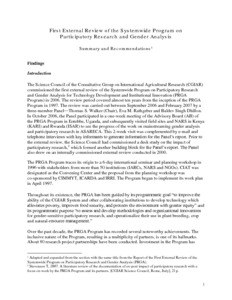 Report of the first external review of the Systemwide Program on Participatory Research and Gender Analysis (PRGA)