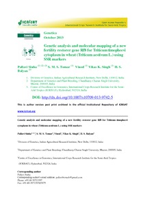 Genetic analysis and molecular mapping of a new fertility restorer gene Rf8 for Triticum timopheevi cytoplasm in wheat (Triticum aestivum L.) using SSR markers