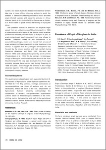 Prevalence of ergot of sorghum in India