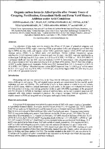 Organic carbon forms in Alfisol profile after Twenty Years of Cropping, Fertilization, Groundnut Shells and Farm Yard Manure Addition under Arid Conditions