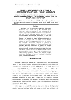 Genetic improvement of Nile tilapia (Oreochromis Niloticus): present and future