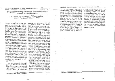 Progress in breeding for drought tolerant groundnut varieties at ICRISAT center