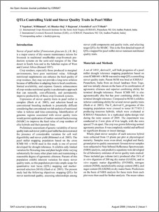 QTLs Controlling Yield and Stover Quality Traits in Pearl Millet