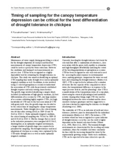 Timing of sampling for the canopy temperature depression can be critical for the best differentiation of drought tolerance in chickpea