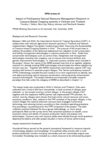 SPIA review of: Impact of participatory natural resource management research in cassava-based cropping systems in Vietnam and Thailand