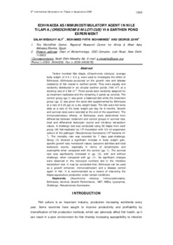 Echinacea as immunostimulatory agent in Nile tilapia (Oreochromis niloticus) via earthen pond experiment