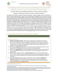 Standards for Collecting Sex-disaggregated Data for Gender Analysis: A Guide for CGIAR Researchers
