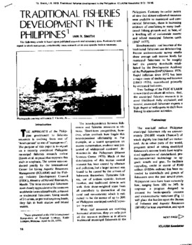 Traditional fisheries development in the Philippines