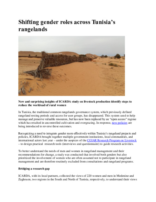 Shifting gender roles across Tunisia’s rangelands