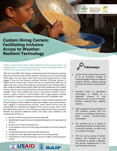 Custom Hiring Centers: Facilitating Inclusive Access to Weather-Resilient Technology
