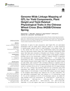 Genome-wide linkage mapping of QTL for yield components, plant height and yield-related physiological traits in the chinese wheat cross Zhou 8425B/Chinese spring