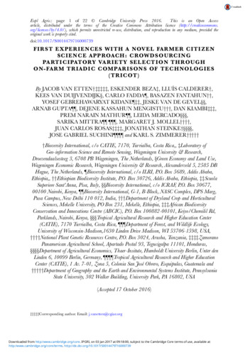 First experiences with a novel farmer citizen science approach: crowdsourcing participatory variety selection through on-farm triadic comparisons of technologies (TRICOT)