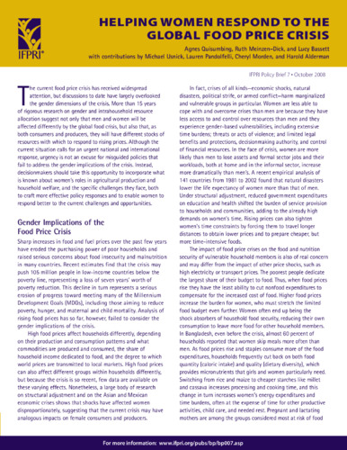 Helping women respond to the global food price crisis