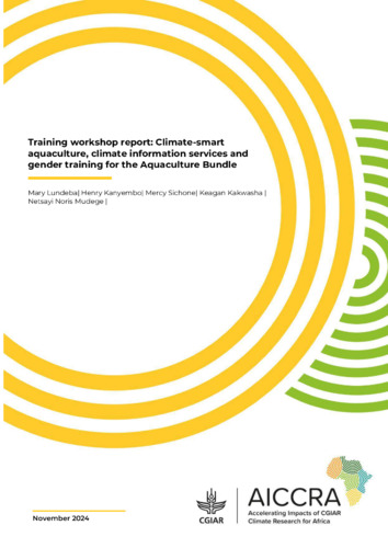Training workshop report: Climate-smart aquaculture, climate information services and gender training for the Aquaculture Bundle