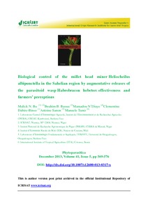 Biological control of the millet head miner Heliocheilus albipunctella in the Sahelian region by augmentative releases of the parasitoid wasp Habrobracon hebetor: effectiveness and farmers’ perceptions