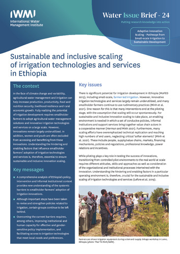 Sustainable and inclusive scaling of irrigation technologies and services in Ethiopia