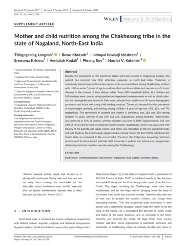 Mother and child nutrition among the Chakhesang tribe in the state of Nagaland, North-East India