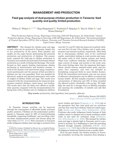 Feed gap analysis of dual-purpose chicken production in Tanzania: feed quantity and quality limited production