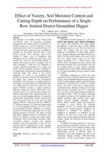 Effect of Variety, Soil Moisture Content and Cutting Depth on Performance of a Single Row Animal Drawn Groundnut Digger