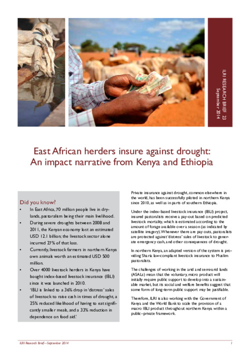 East African herders insure against drought: An impact narrative from Kenya and Ethiopia