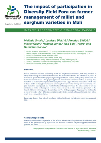 The impact of participation in Diversity Field Fora on farmer management of millet and Sorghum varieties in Mali