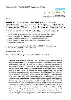 Where to target conservation agriculture for african smallholders? How to overcome challenges associated with its implementation? experience from Eastern and Southern Africa