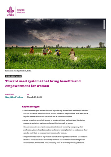 Toward seed systems that bring benefits and empowerment for women