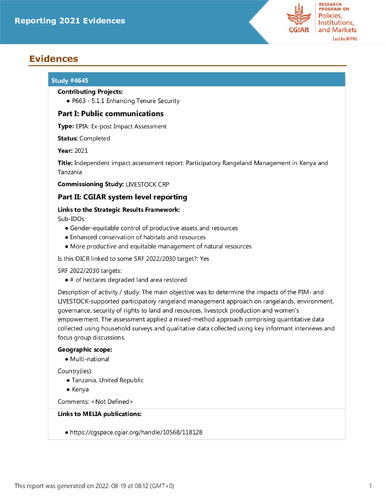 Independent impact assessment report: Participatory Rangeland Management in Kenya and Tanzania