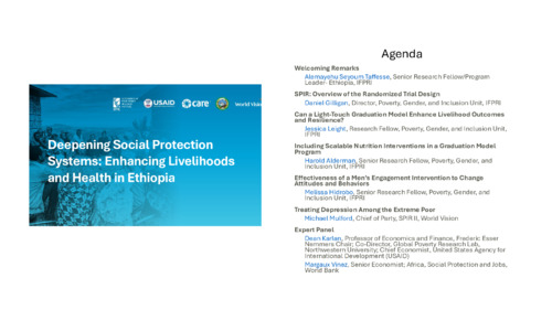 Presentations for Deepening Social Protection Systems: Enhancing livelihoods and health in Ethiopia