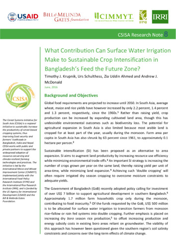 What contribution can surface water irrigation make to sustainable crop intensification in Bangladesh’s feed the future zone?
