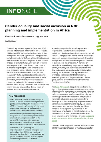 Gender and Social Inclusion in NDC Planning and Implementation in Africa: Livestock and Climate Smart Agriculture